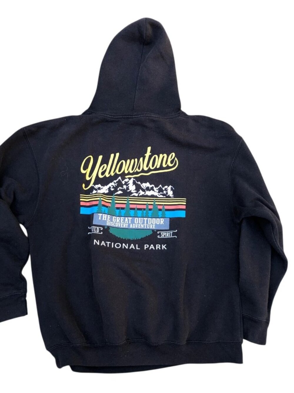 PACIFIC & CO Yellowstone National Park Pullover Hoodie Sweatshirt Men's LG Black